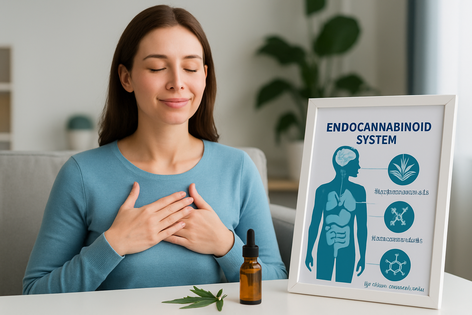 Darstellung des Endocannabinoid-Systems im menschlichen Körper mit CB1 und CB2 Rezeptoren